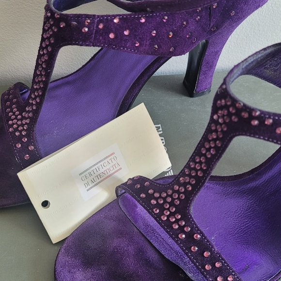 Authentic Purple Suede Rhinestone Emporio Armani High Heels, Size 6.5 - Picture 6 of 7